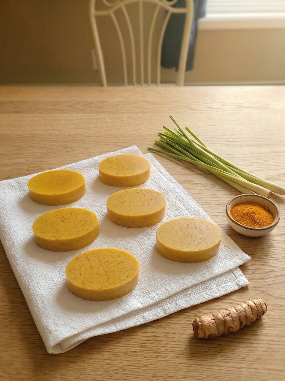 Turmeric and Lemongrass Botanical Oval Hand Poured Goat Milk Soap Bar